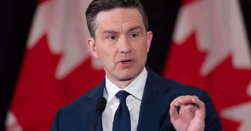 Pierre Poilievre delivers a fiery speech in Surrey, vowing to end extortion and restore safe streets at the banquet hall hit by gunfire weeks earlier.