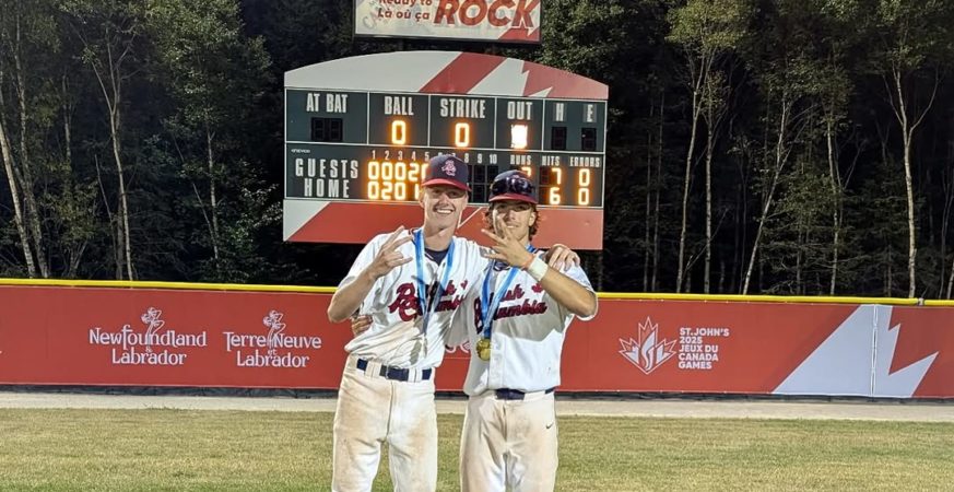 White Rock Tritons’ Kadyn Armitage and Lucas Wheeler helped Team B.C. win U17 baseball gold at the Canada Games and will now head to the Futures Showcase.