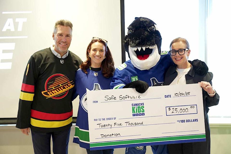Surrey’s Safe Software Donates $25K to Canucks for Kids