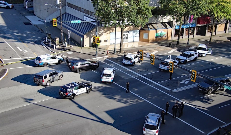Surrey man charged after shooting outside police office